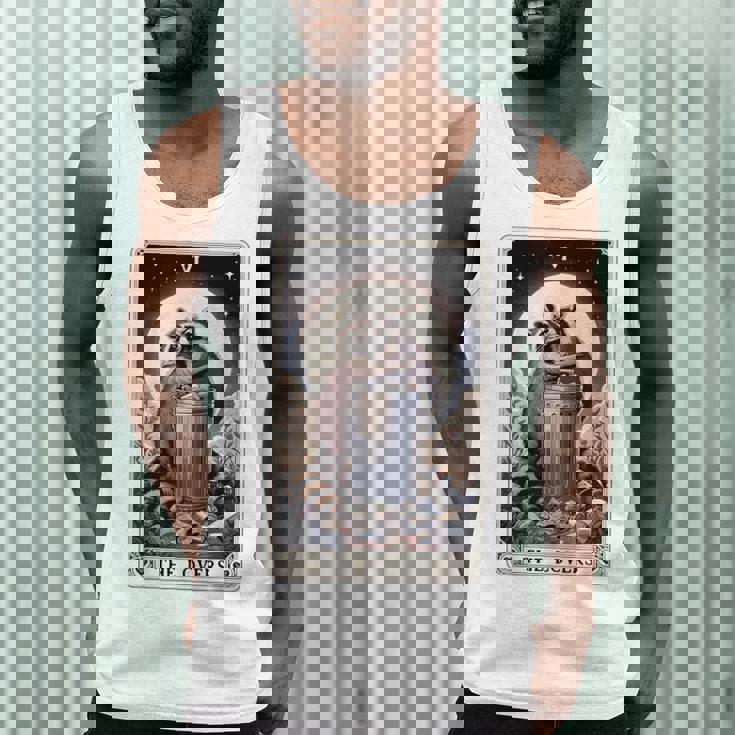 Raccoon Lovers Tarot Card Men's Tank Top | Rustic Design