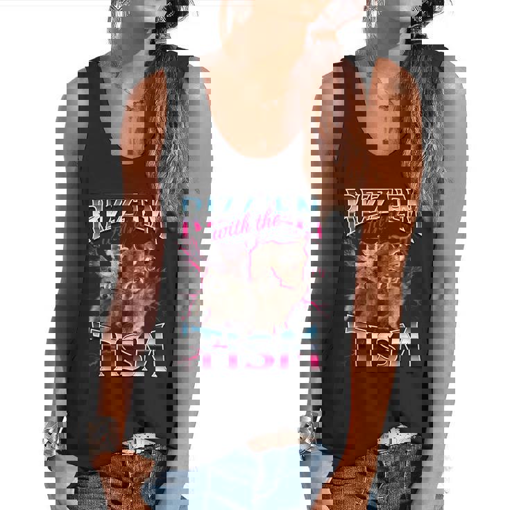 Autism Rizz Em With The Tism Meme Autistic Racoon Flowy Tank