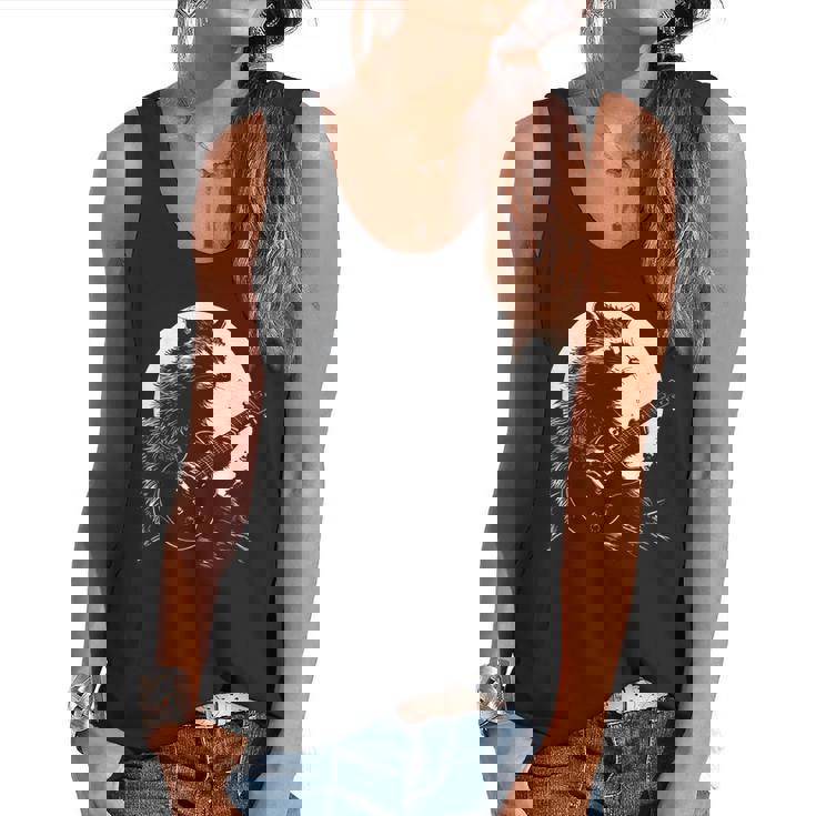 Raccoon Guitar Moonlight Tank | Music Lover's Flowy Top
