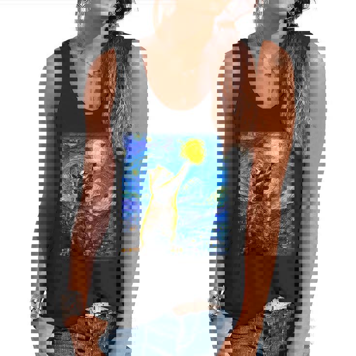 Raccoon Lover Flowy Tank - Starry Night Van Gogh-Inspired Design