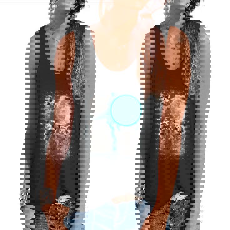 Raccoon Shirt 3 Racoons Howling At Moon Weird Cursed Flowy Tank