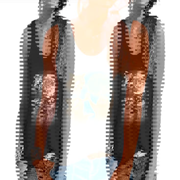 Raccoon Tank Top - Cursed Raccoons Howling at Moon - Flowing Fit