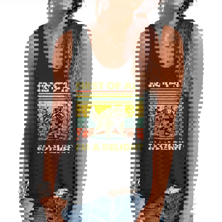 Retro First Of All I'm A Delight Angry Raccoon Animal Flowy Tank