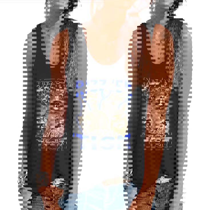 Rizz Em With The Tism Meme Autistic Raccoon Rizz Flowy Tank