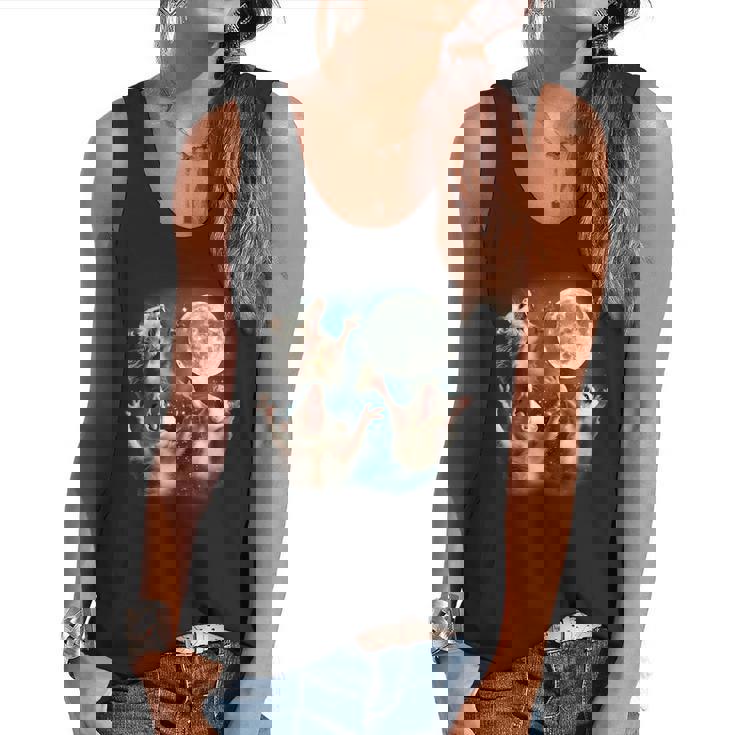 Three Possum Moon 3 Opossum Weird Cursed Meme Flowy Tank