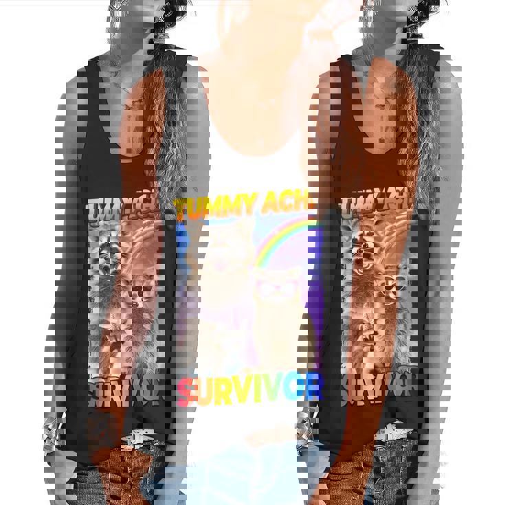 Tummy Ache Survivor Raccoon Small Flowy Tank | Playful Comfort