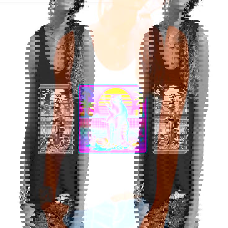 Vaporwave Raccoon Retrowave Tank | Meme-Inspired Flowy Design
