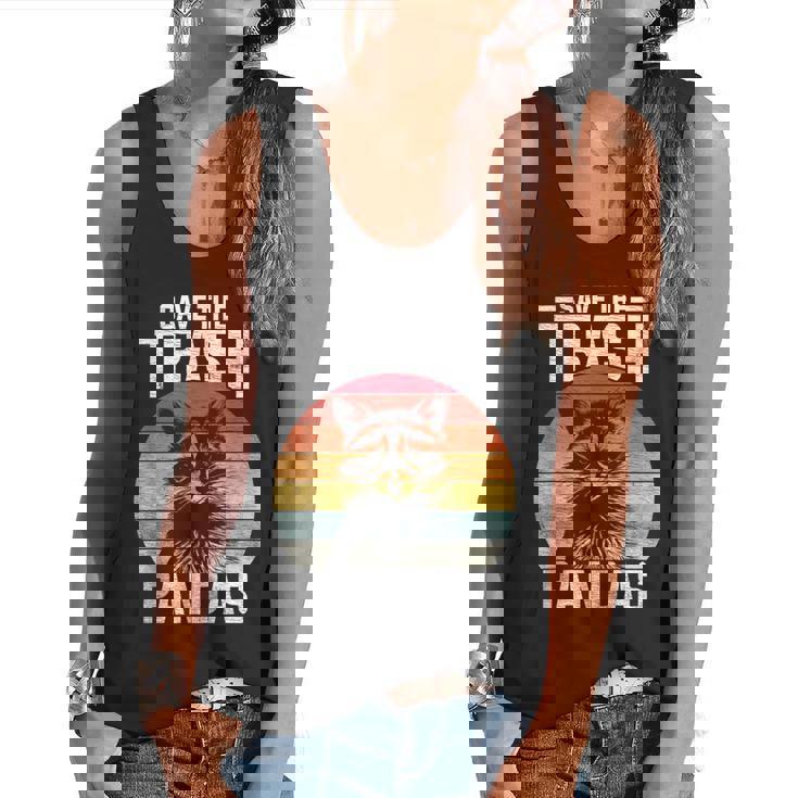 Vintage Raccoon Flowy Tank | Retro Save the Trash Pandas Design