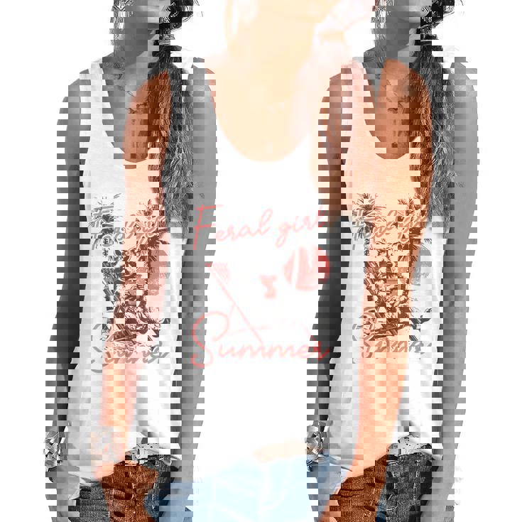 Feral Raccoon Summer Vacation Flowy Tank | Fun Meme Style