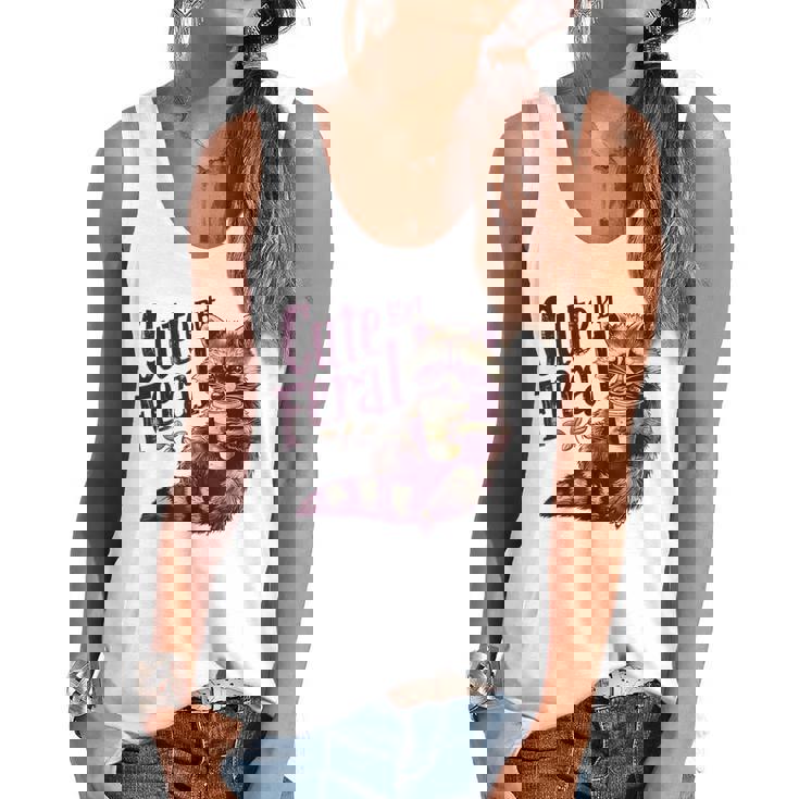 Raccoon Coffee Lover Flowy Tank - Vintage Cute Appeal