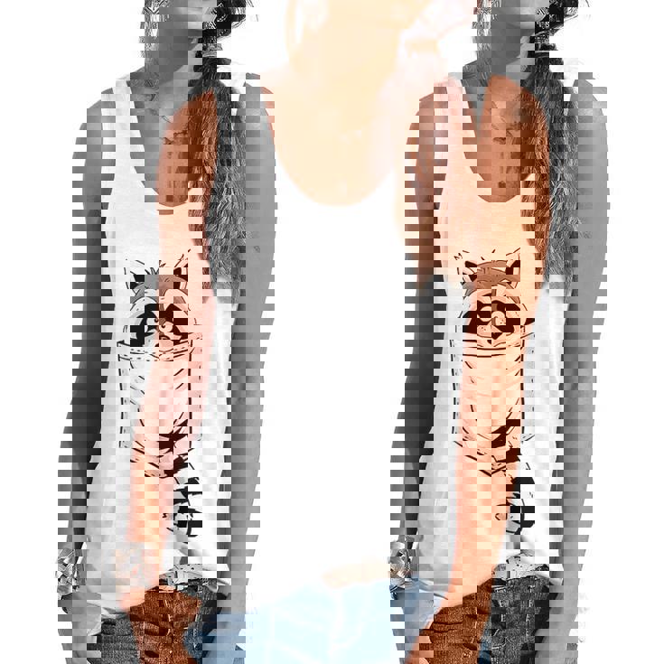 Raccoon Pocket Tank - Modern Cartoon Animal Sleeveless Top