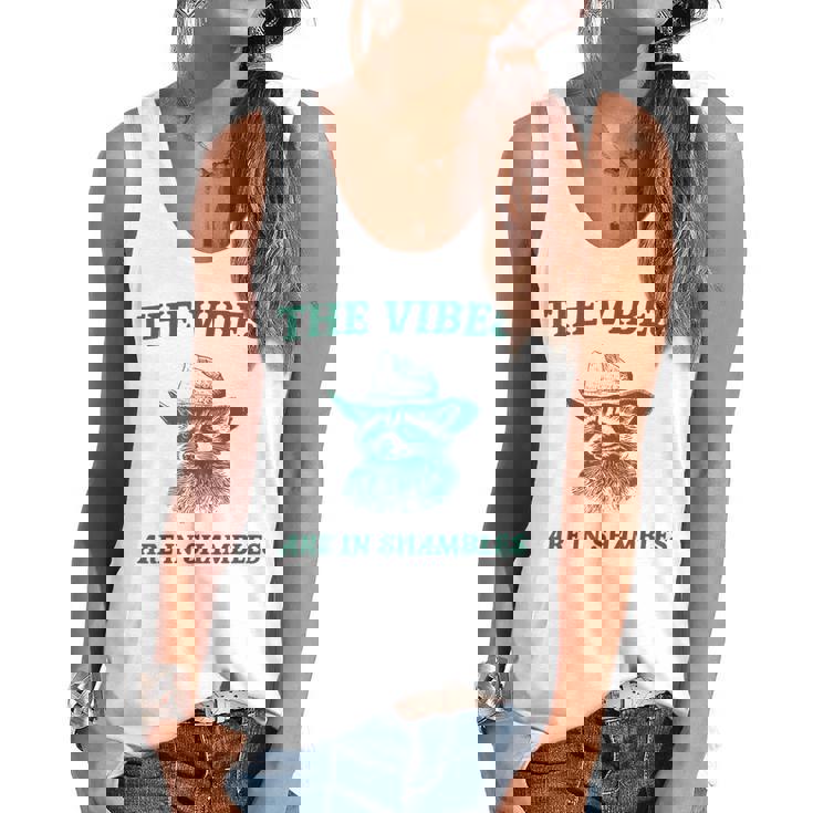 The Vibes Are In Shambles Sarcastic Raccoon Cowboy Flowy Tank