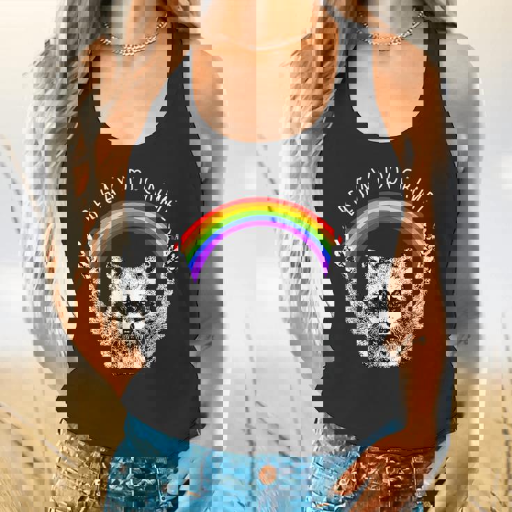 Raccoon Be Gay Do Crime Rainbow LGBTQ Pride Gay Racoon Flowy Tank