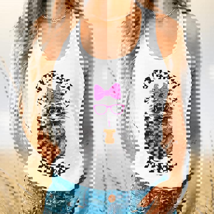 Cute Raccoon Tank Top – Colorful Design with Sunglasses | Small, Flowy