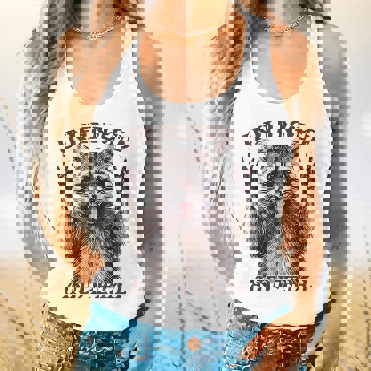 Retro Raccoon Feral Summer Flowy Tank | Quirky Unisex Design