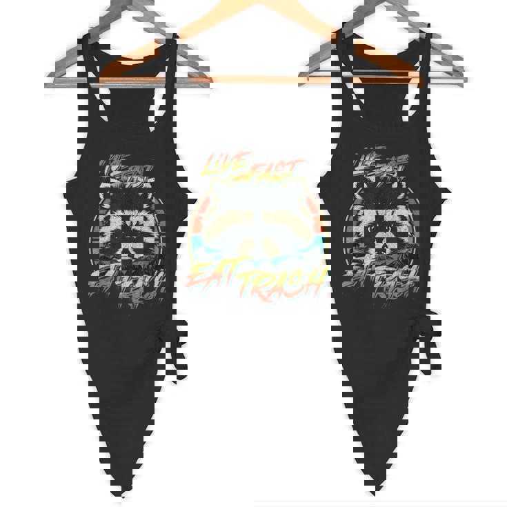 Live Fast Eat Trash Retro Trash Panda Raccoon Flowy Tank