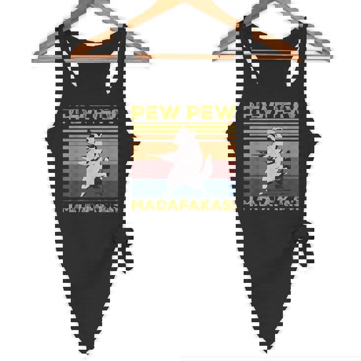 Pew Pew Madafakas Raccoon Lover Vintage Retro Flowy Tank