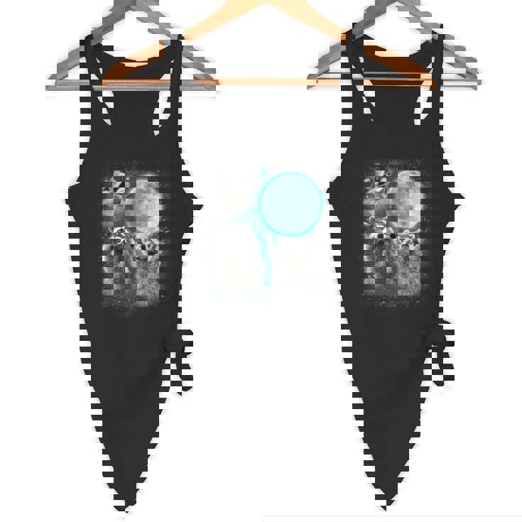 Raccoon Flowy Tank - 3 Raccoons Howling at Moon - Quirky & Fun