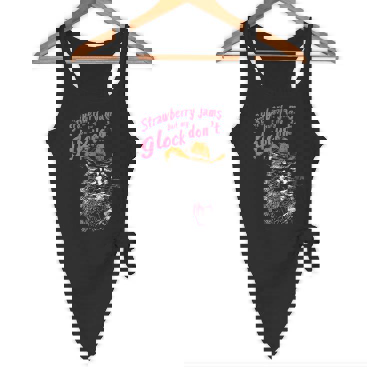 Raccoon Themed Flowy Tank - Fun & Quirky Strawberry Jam Design