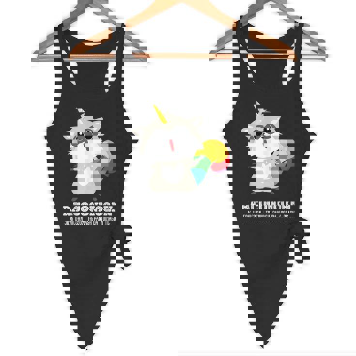 Racoonicorn Trash Panda Raccoon With Unicorn Horn Flowy Tank