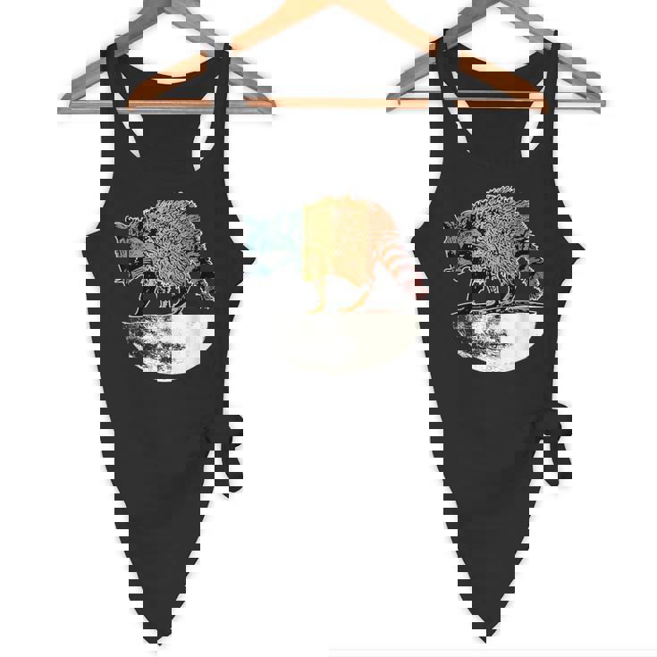 Retro Raccoon Flowy Tank | Vintage Style Half Moon Design