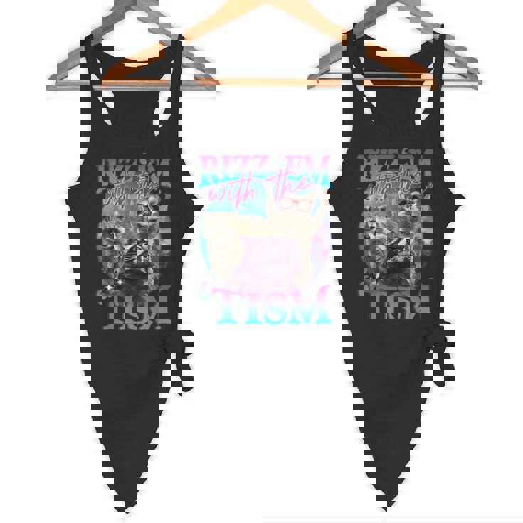 Rizz Em With The Tism Retro Raccoon Meme Flowy Tank
