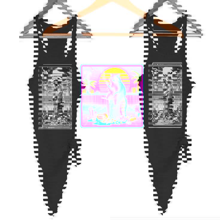 Vaporwave Raccoon Retrowave Synthwave Raccoon Meme Flowy Tank