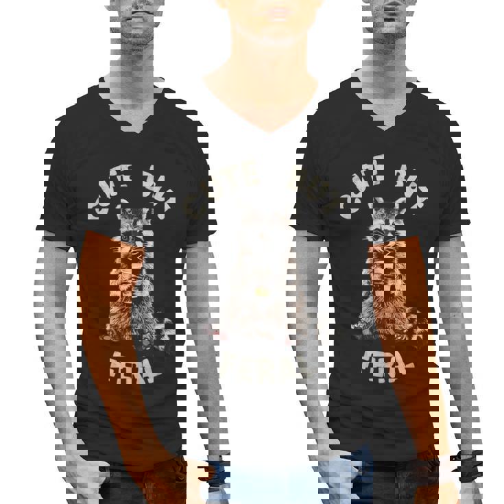 Cute But Feral Sarcastic Raccoon Small Men's V-Neck T-Shirt