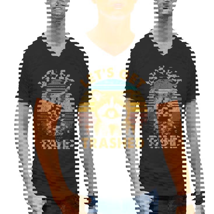 Let's Get Trashed Raccoon | Small V-Neck T-Shirt for Men