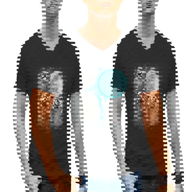 Men's V-Neck - 3 Raccoons Howling At Moon | Unique Animal Theme