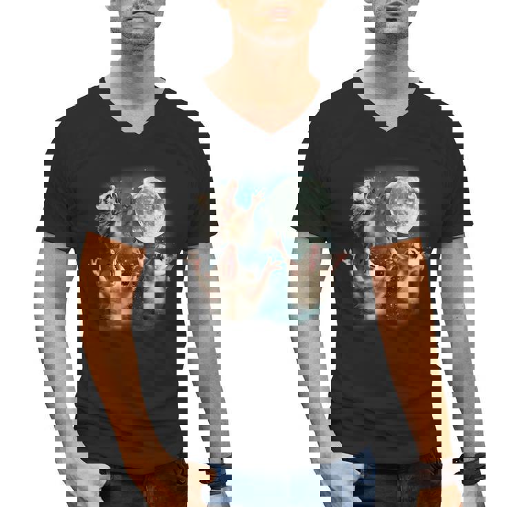 Men's V-Neck T-Shirt - Three Possum Moon Quirky Meme Design