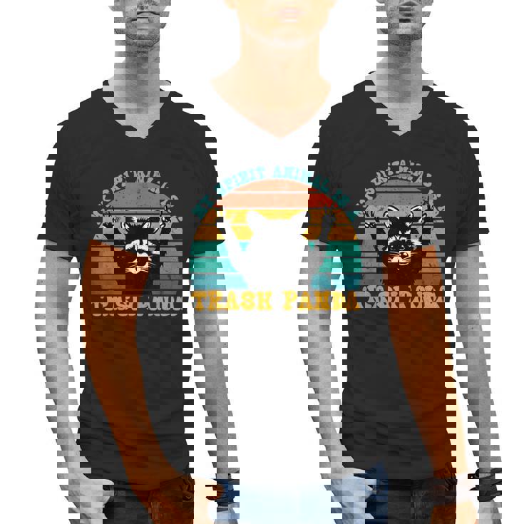 Raccoon Spirit Animal Men's V-Neck T-Shirt for Eco Enthusiasts