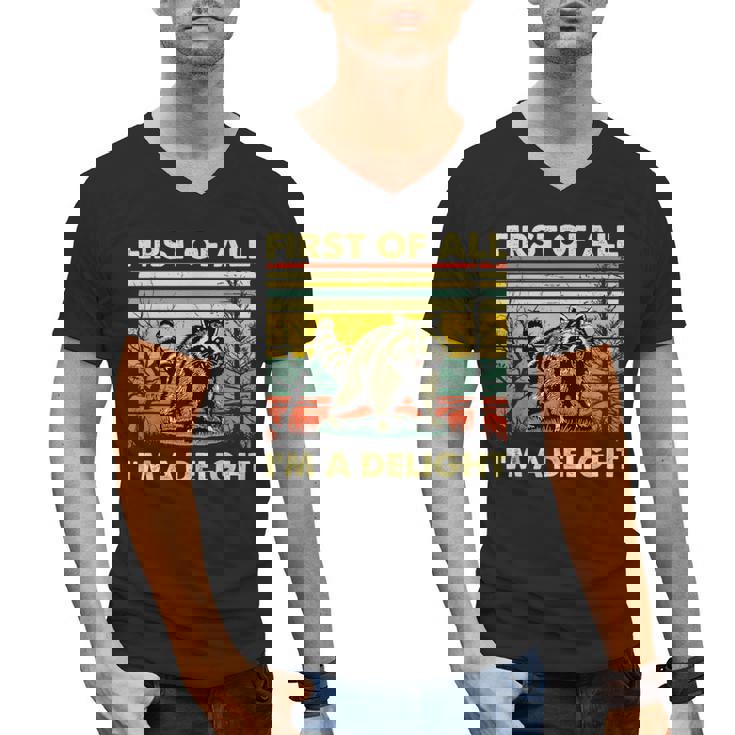Retro Angry Raccoon V-Neck T-Shirt for Men | Fun Animal Design
