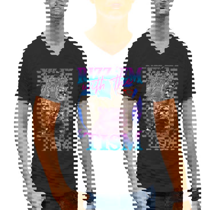 Retro Raccoon Meme Men's V-Neck T-Shirt - Rizz Vibes