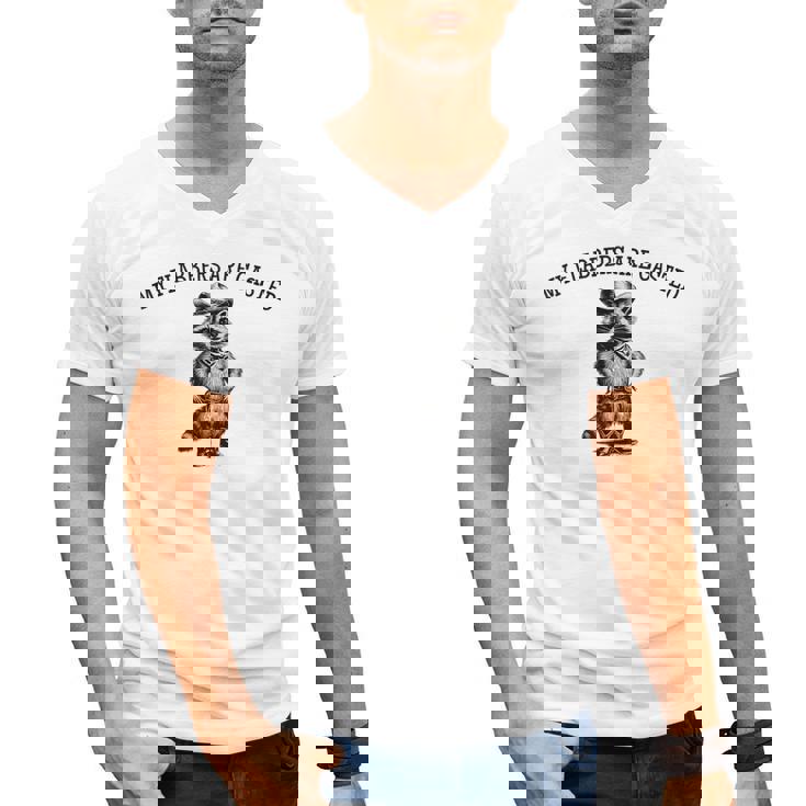 Men's V-Neck T-Shirt - Raccoon Cowboy - Fun & Quirky Style