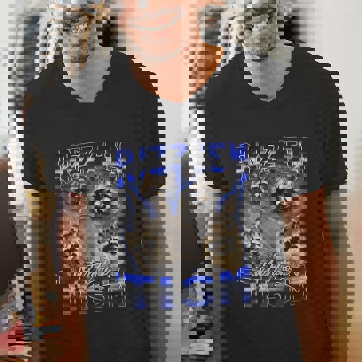 Autistic Raccoon Rizz Meme V-Neck T-Shirt for Men | Fun & Unique