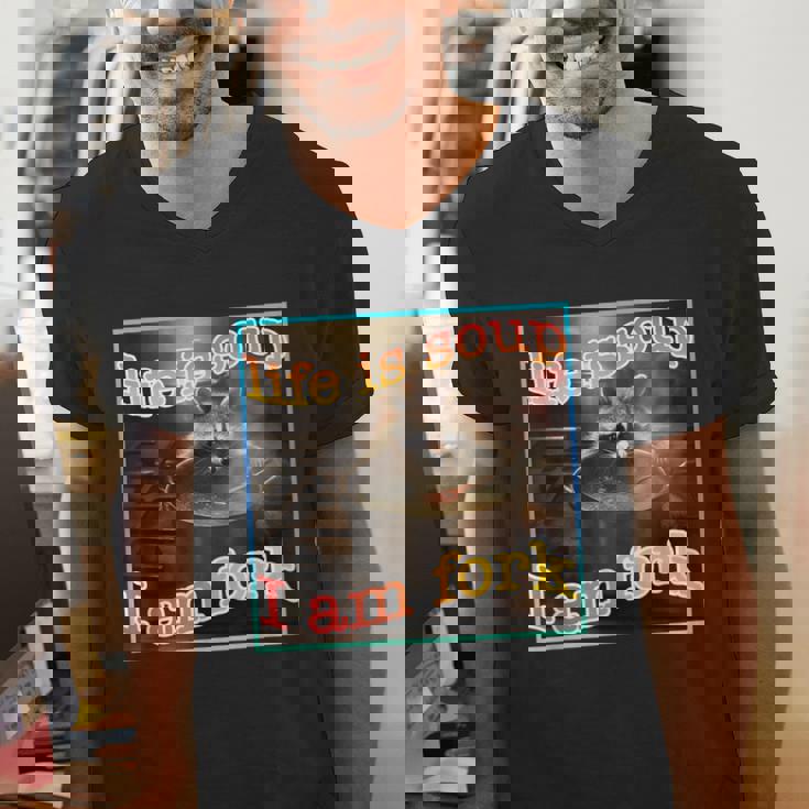 Ironic Raccoon Meme V-Neck T-Shirt - Humorous Gift for Men