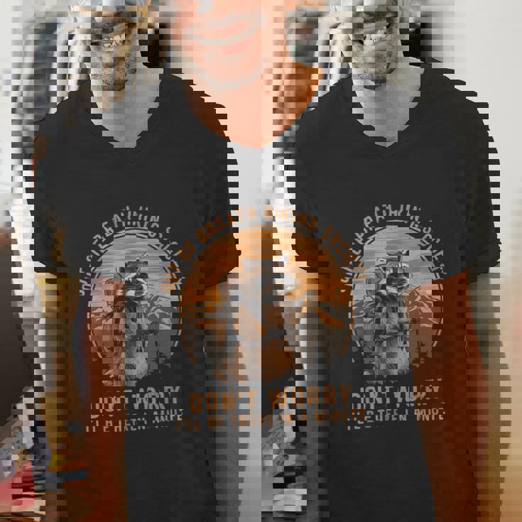 Out Of Breath Hiking Society Vintage Raccoon Men's V-Neck T-Shirt