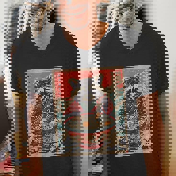 Raccoon Ramen Anime Tee - Japanese Vibes Men's V-Neck T-Shirt