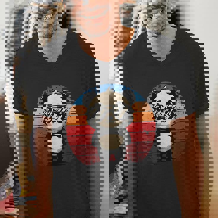 Retro BBQ Pool Party Panda Men's V-Neck T-Shirt | Fun Summer Style