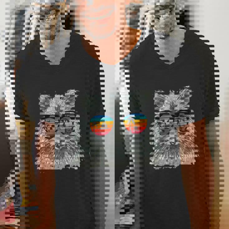 Retro Raccoon with Sunglasses Men's V-Neck T-Shirt - Animal Lover