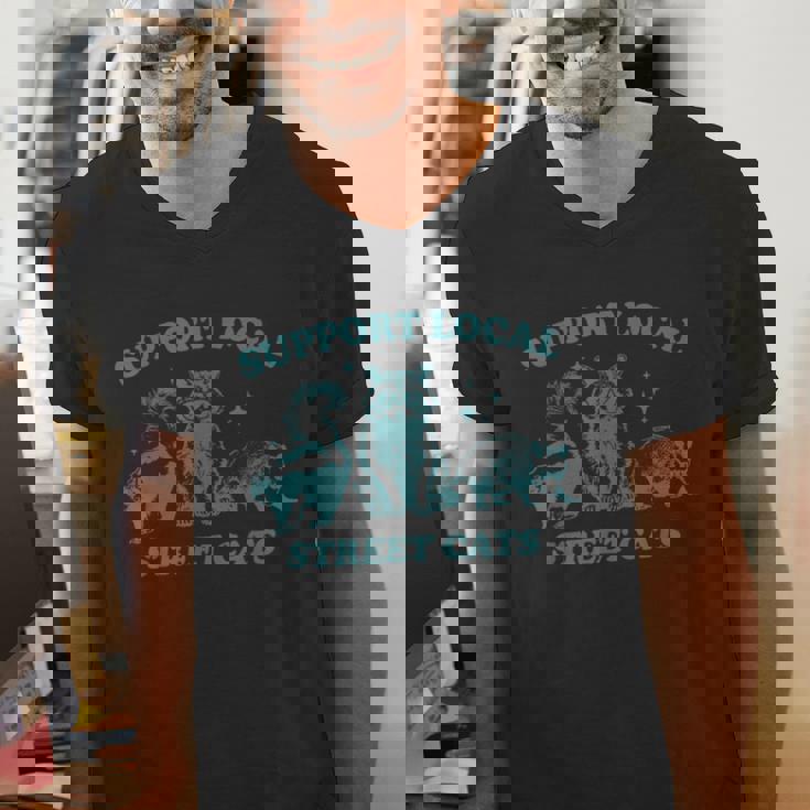 Support Local Street Cat Vintage Raccoon Wildlife Men's V-Neck Tee