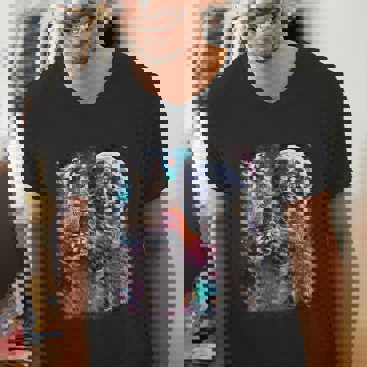 Three Raccoon Moon Cursed Meme Men's V-Neck T-Shirt