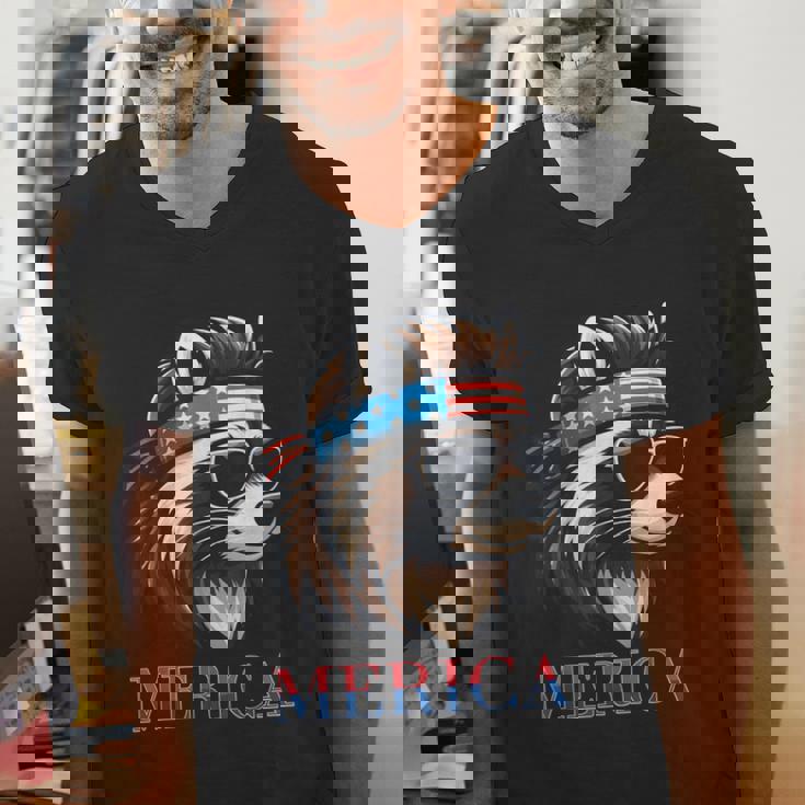 Vintage Raccoon Men's V-Neck T-Shirt - Embrace Relaxed Vibes