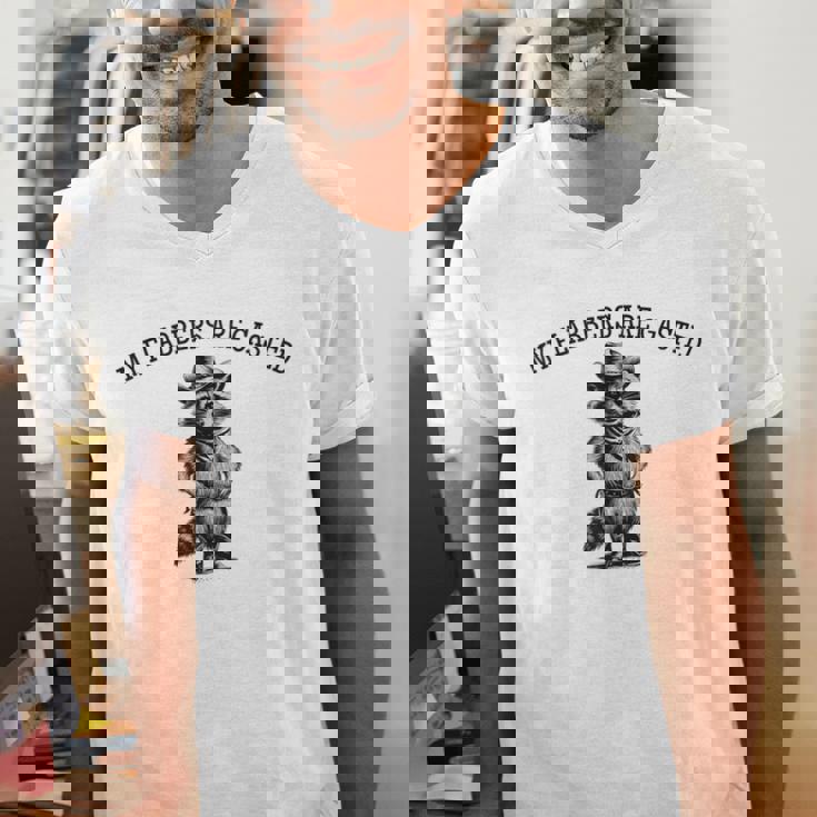 Men's V-Neck T-Shirt - Raccoon Cowboy - Fun & Quirky Style