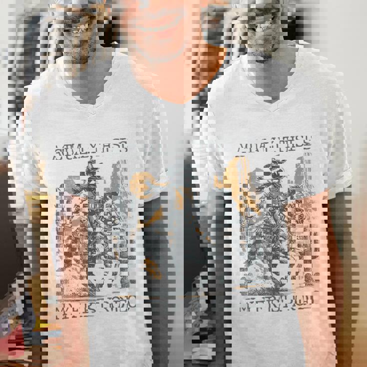 Raccoon Western Men's V-Neck T-Shirt - Cowboy Cowgirl Country Style