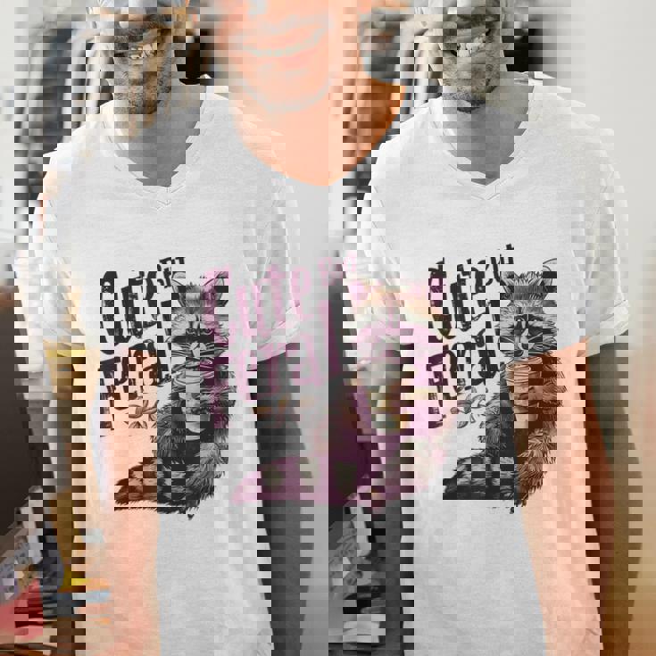Vintage Raccoon Coffee Men's V-Neck T-Shirt – Quirky & Fun