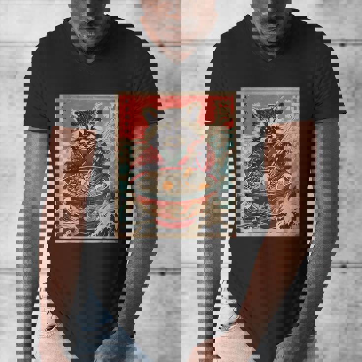 Raccoon Ramen Anime Tee - Japanese Vibes Men's V-Neck T-Shirt