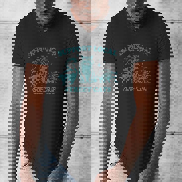 Support Local Street Cat Vintage Raccoon Wildlife Men's V-Neck Tee