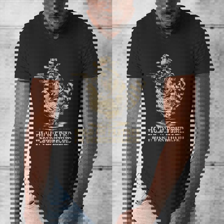 Vintage Western Humor | Overstimulated Cowboy Raccoon Men's V-Neck T-Shirt